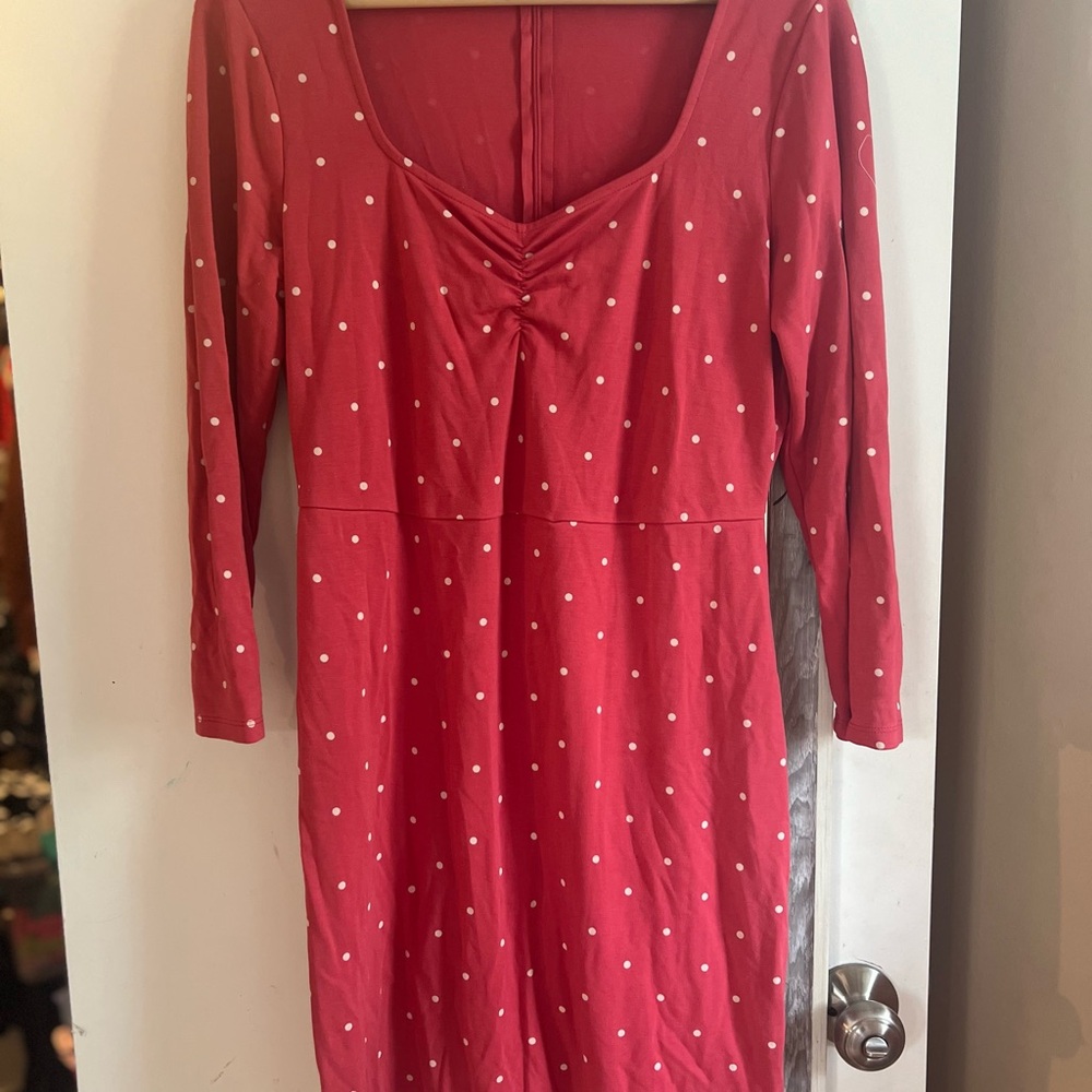 Old Navy Orange Ruched Long Sleeve Sheath Dress